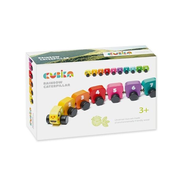Toysmith Cubika Wooden Toy Rainbow Caterpillar