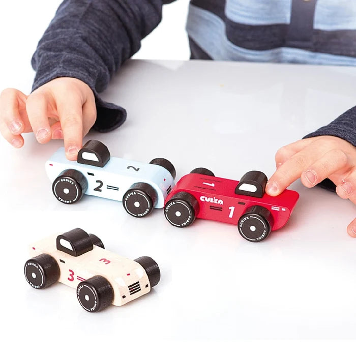 Toysmith Cubika Wooden Vehicle Set Racing Cars