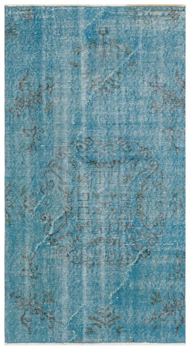 Turkish Hand Woven Light Blue Color Vintage Carpet