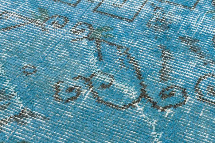Turkish Hand Woven Light Blue Color Vintage Carpet