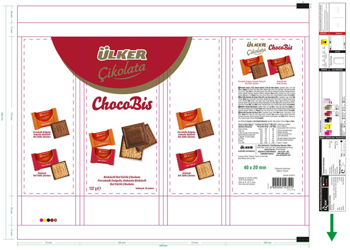 Close-up of Ülker Chocobis biscuits showing chocolate coating