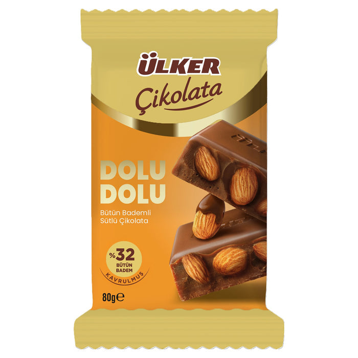 Ulker Dolu Dolu Almond Milk Chocolate Bar front packaging