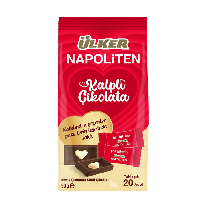 Celebrate special moments with the Ulker Napoliten Heart Chocolate Box, a delightful assortment of heart-shaped milk chocolates from Türkiye's beloved brand.