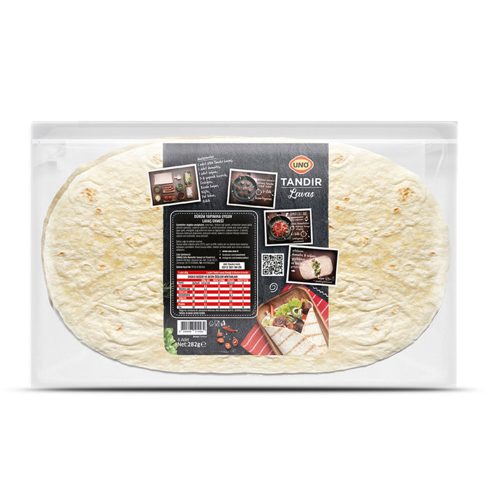 Uno Tandoor Lavash (Uno Tandır Lavas) 8 Pieces 282 G - Back Side of the Package