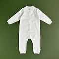 Viverano Organics Dove White Delicate Pointelle Baby Jumpsuit