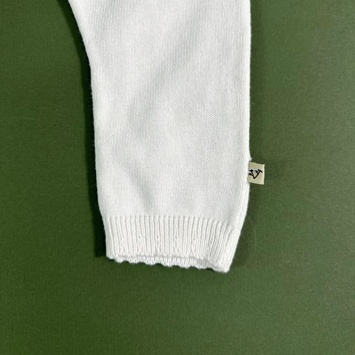 Viverano Organics Dove White Delicate Pointelle Baby Jumpsuit