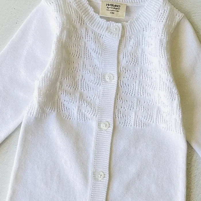 Viverano Organics Dove White Delicate Pointelle Baby Jumpsuit