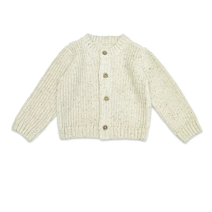 Viverano Organics Hello Wordy Chunky Knit Baby Cardigan Sweater