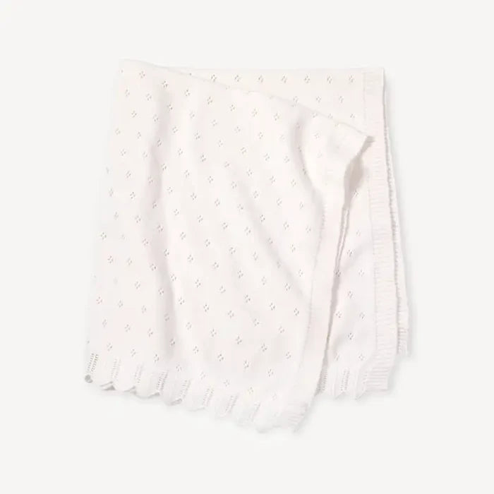 Viverano Organics Organic Classic Pointelle Knit Baby Blanket - Dove White