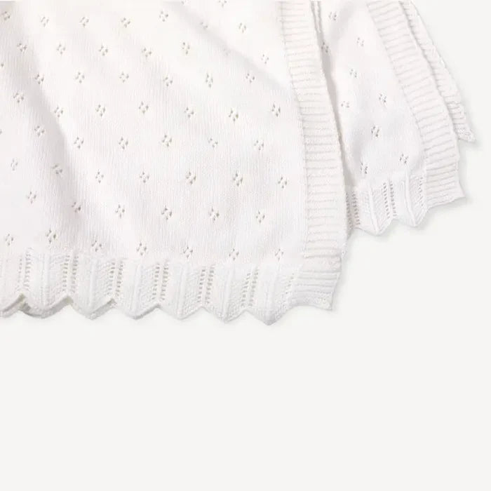 Viverano Organics Organic Classic Pointelle Knit Baby Blanket - Dove White