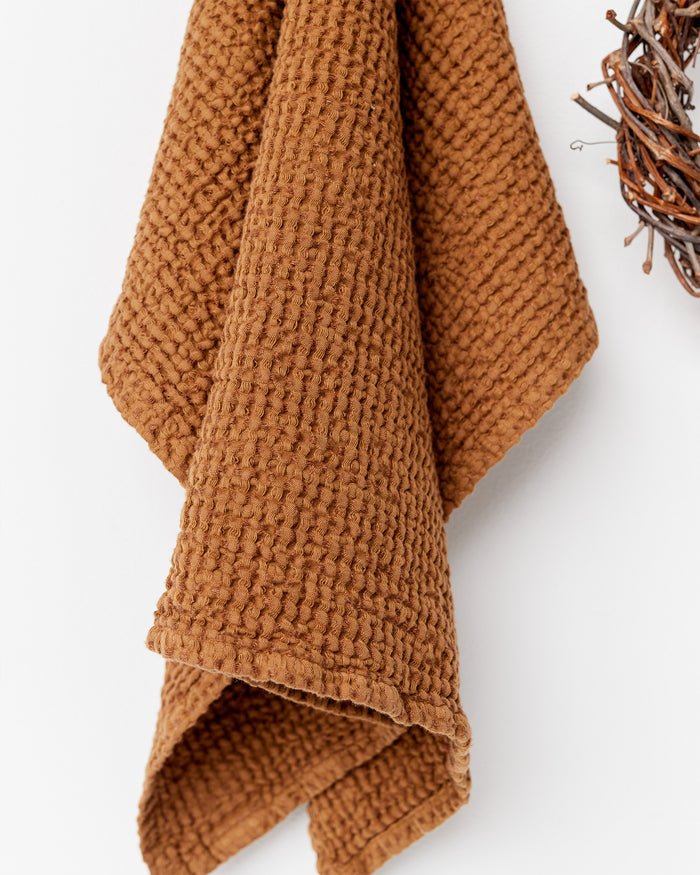 Waffle hand Towel in Cinnamon