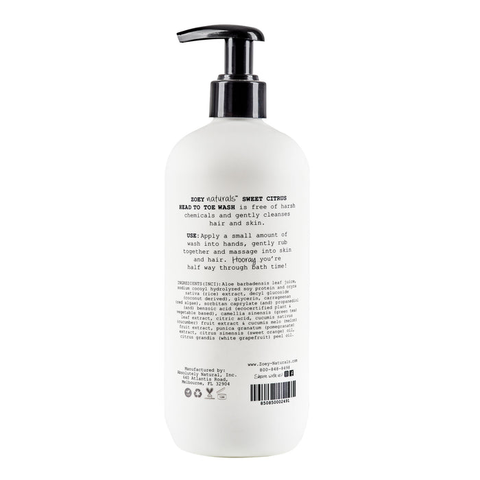 Zoey Naturals Head To Toe Wash - 17 fl oz - Sweet Citrus