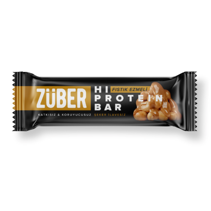 Fuel your day with the Zuber Hi-Protein Peanut Butter Bar, a delicious and nutritious snack crafted in Türkiye.