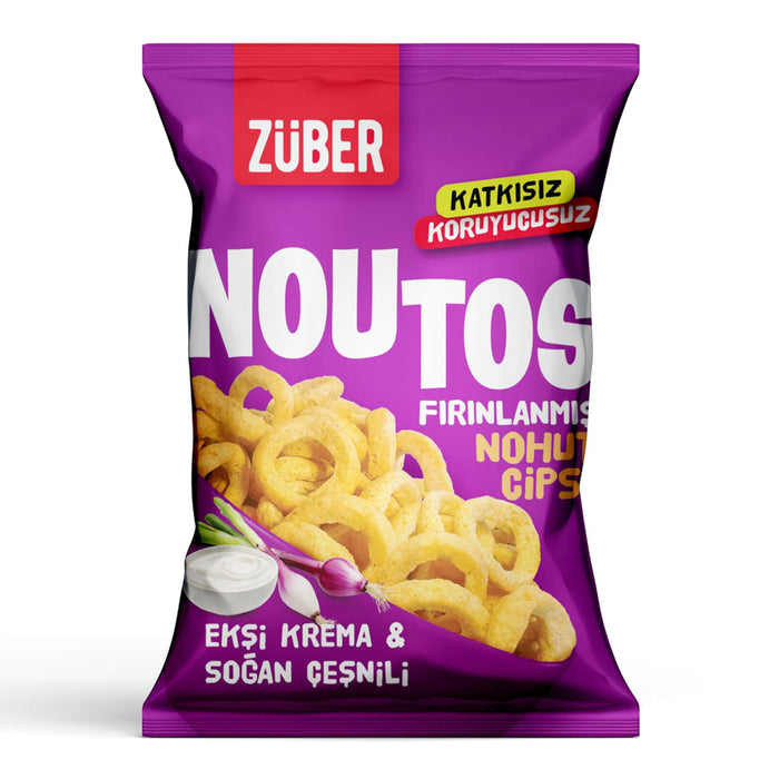 Zuber Noutos Sour Cream and Onion Chips offer a deliciously crunchy snack made from chickpea flour a