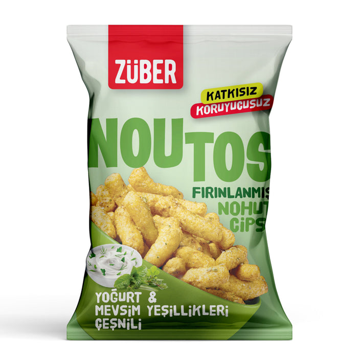 Discover a unique snacking experience with Zuber Noutos Yogurt and Seasonal Greens Chips.
